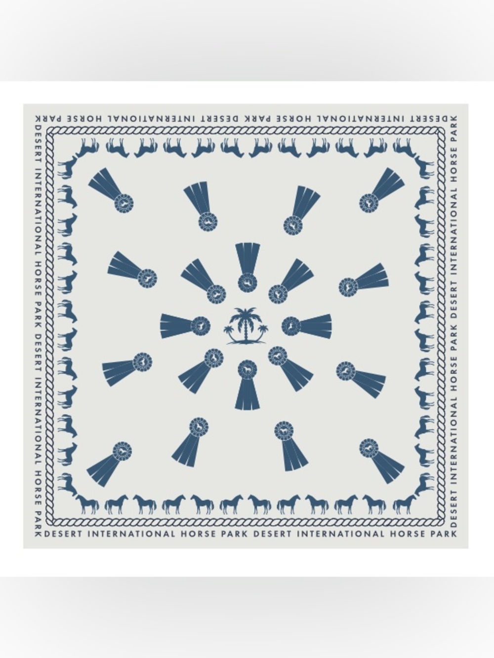 NWT Navy Blue Ribbon Print Bandana Scarf Desert International Horse Park DIHP